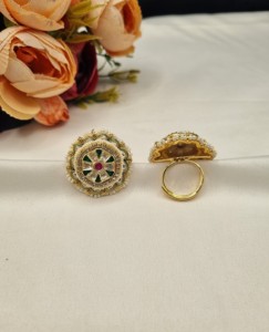 Wholesale Traditional Kundan Pearl Work Hexagonal Finger <b>Ring</b> Ethnic Wedding Party Wear Jewelry Traditional <b>Adjustable</b> <b>Size</b> <b>Ring</b> - Product Image 1
