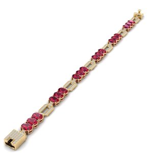REYES Top Selling 14K Solid Gold GRA Certified Moissanite Tennis <b>Bracelet</b> For Women Oval Cut 13.5Ct <b>Ruby</b> Gemstone Fine Jewelry - Product Image 1