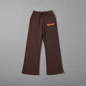 Pantalon d'hiver pour femme en dentelle avec logo brodé personnalisé, boutons latéraux effet vieilli, taille élastique en polaire - Product Image 5