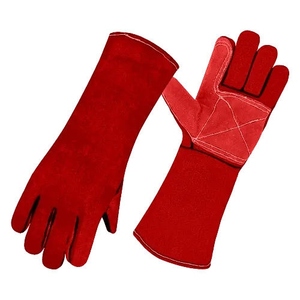 Gants de sécurité pour soudeurs en cuir de vachette bleu, avec manchette de sécurité, usage général, résistants à la chaleur, 11 oz, renforcés pour usage industriel - Product Image 2