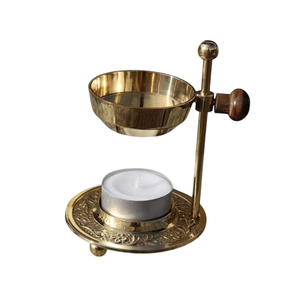 Modern Minimalist Handcrafted Iron & Hammered Brass Essential Oil Burner Luxury <b>Aromatherapy</b> Fragrance <b>Diffuser</b> With Meditation - Product Image 4