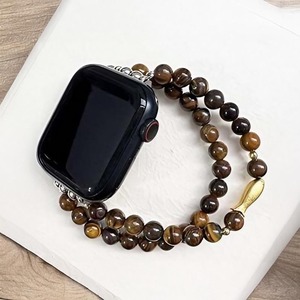 Bracelet élastique pour montre Apple, cristal énergie, pour iWatch Series 10/9/8/7, pierres précieuses œil de tigre, bracelet de remplacement tendance bling - Product Image 1