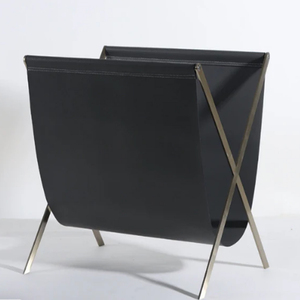 Dark Grey PU Leather & Stainless Steel Magazine Rack - Product Image 5