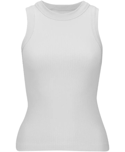 Débardeur côtelé pour femme, col rond, couleur unie, longueur standard, coton respirant de haute qualité, vêtement décontracté, logo personnalisé - Product Image 4