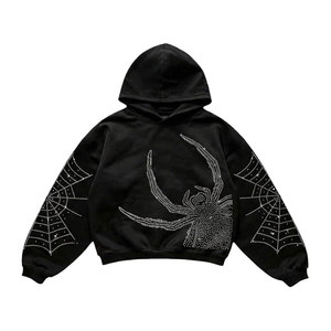 Wholesale Best Price Men's Rhinestone Hoodie Sweatshirt <b>Y2k</b> <b>Long</b> <b>Sleeve</b> Drop Shoulder Oversized Pullover <b>Tops</b> Streetwear - Product Image 1