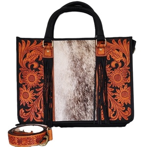 Bolso Tote Bohemio de Cuero Genuino Hecho a Mano con Estampados de Animales, Cierre de Cremallera, Duradero, para Viajes, Verano, Otoño, Uso Diario, Hecho en India - Product Image 1