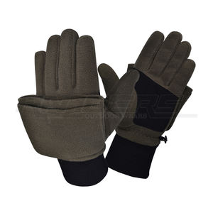 ถุงมือล่าสัตว์แบบพลิกเปิดได้สำหรับอากาศหนาว สีเขียวมะกอก ถุงมือแบบถอดเปลี่ยนได้ MOQ ต่ำ รับผลิตแบรนด์ส่วนตัว ถุงมือขนแกะโพลาร์ - Product Image 1