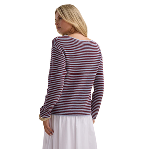 Suéter de punto a rayas para mujer, jersey ligero de manga larga, top de punto informal a la moda para otoño y primavera - Product Image 4