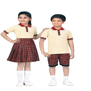 Ensemble uniforme sportif unisexe pour enfants : T-shirt à col contrastant, short à carreaux, jupe pour garçons, idéal pour l'école (polyester/coton) - Product Image 1