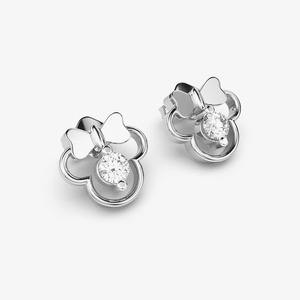 IGI Certified Lab Grown Round Diamond Bow Flower Stud <b>Earrings</b> <b>Solid</b> 925 Sterling <b>Silver</b> Cute Diamond Stud <b>Earrings</b> - Product Image 2