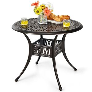 36-Inch Round Patio Dining Bistro <b>Table</b> with Umbrella Hole for Outdoor Settings - Product Image 1