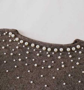 Suéter de Punto para Mujer con Mangas Murciélago - Jersey Holgado Informal de Invierno - Suéter de Punto Suave y Moderno para Mujer con Perlas de Diamantes - Product Image 3