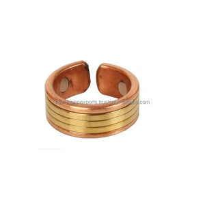 แหวนทองแดงสองสีระดับพรีเมียม • วงแหวนทองเหลืองปรับขนาดได้แบบหรูหรา - Product Image 4
