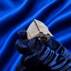 Double Letter <b>Ring</b> 925 Sterling <b>Silver</b> Iced Out VVS Moissanite Diamond Channel Setting Custom <b>Statement</b> <b>Ring</b> - Product Image 5