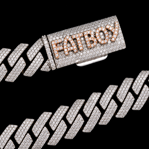 Collar de Cadena Cubana FATBOY para Hombre, Chapado en Plata 925 con Diamantes de Moissanita, Estilo Hip Hop, Cadena de Eslabones Tipo Cuchilla con Micro Pavé Completo - Product Image 5