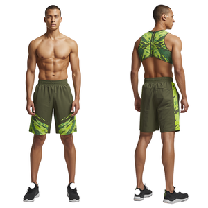 Pantalones Cortos Deportivos de Lujo para Hombre, Color Verde Oliva, con Diseño Gráfico, Tela Atlética Ligera de Primera Calidad y Estilo Deportivo Moderno - Product Image 3