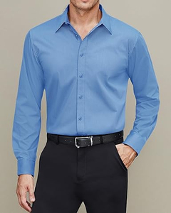 Chemise habillée pour homme adulte, manches longues, 100% coton, écologique, respirante, de haute qualité, personnalisable, pour le travail, le bureau, les occasions formelles et les activités de plein air. - Product Image 1