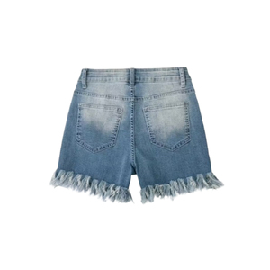 High Quality Canvas Denim Shorts Fashion High Waist Blue <b>Jeans</b> Casual Pants Elastic Waist <b>Drawstring</b> <b>Men</b> 180g Digital Printed - Product Image 2