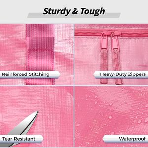 Set di 8 Contenitori di Stoccaggio Rosa Extra Large con Cerniere Resistenti e Maniglie Rinforzate, Scatole per Traslochi Multiuso - Product Image 3