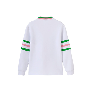 For White Wool/Cashmere Thick Fleece <b>Cardigan</b> Winter Knit <b>Chenille</b> Greek Letters Shield Logo Button Front Varsity Style Casual - Product Image 3