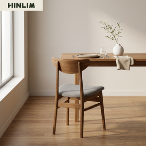 High Quality Durable Wooden Dining Chair Fabric Cushion Upholstered Seat Curved Backrest Modern Design Home Furniture - Product Image 3