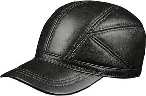 <b>Men</b> Cowhide hat <b>Winter</b> Warm Outdoor Protect Ear Real Leather Adjustable Baseball <b>Cap</b> - Product Image 3