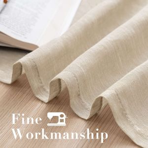 Collection Classique Rideaux à Œillets Semi-Transparents en Lin Doux et Contemporain pour l'Intimité, 2 Panneaux 52''x 63'' pour Chambre à Coucher - Product Image 3