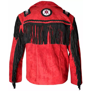 New Western Style Warm Red Black Genuine <b>Leather</b> Bomber Motorcycle <b>Jackets</b> Stylish Comfortable Long Sleeve Waterproof - Product Image 2