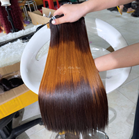 Extensions de cheveux vietnamiens Remy, lisses comme des miroirs, durables, de couleur personnalisée, solides, saines, de qualité supérieure, à double trame, fabriquées à la machine