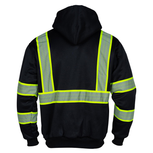 All Weather High Visibility Safety Jacket Hooded <b>Waterproof</b> Shell Reflective <b>Work</b> Coat Multi Purpose Outdoor Security Gear - Product Image 2