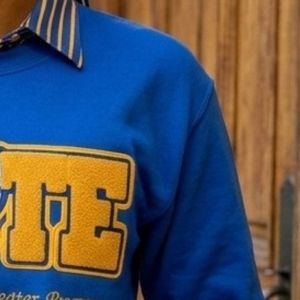 Women <b>Royal</b> <b>Blue</b> Printed Crewneck Sweater Soft Knit Pullover Breathable Embroidered Letter Graphic Casual Winter Fashion <b>Top</b> - Product Image 2