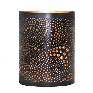 <b>Black</b> Perforated Steel <b>Lantern</b> <b>With</b> Gold Handle Home Decoration Durable Metal <b>Candle</b> Holder Votive Holder Decoration - Product Image 5