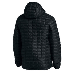 Veste matelassée à capuche noire pour homme, fermeture éclair intégrale, coupe-vent, manteau d'hiver décontracté, rembourrage en polyester, coupe régulière - Product Image 3