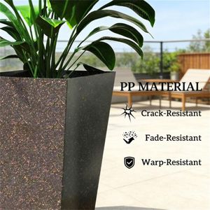 Pot de fleurs et jardinière en plastique brun de haute qualité pour usage extérieur et intérieur - Product Image 4