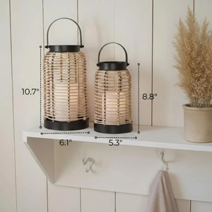 High Quality Rattan Set Of 2 Candle Holder For Home Decoration Living Room <b>Table</b> Decor Wedding Event And <b>Patio</b> Garden Styling - Product Image 3