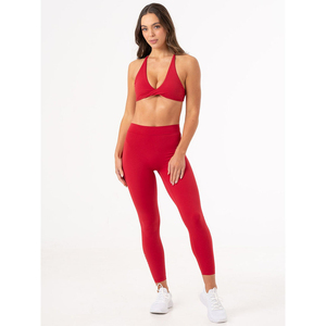 Conjunto de Yoga para Mujer de 2 Piezas, Top Deportivo sin Tirantes, Antibacteriano, de Spandex, Color Sólido, Ropa Deportiva para Entrenamiento Diario, Gimnasio y Ejercicio - Product Image 1