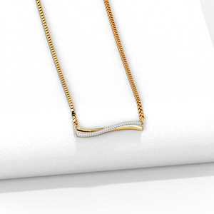 Collar de Cadena de Diamantes con Barra Curva Simétrica de Dos Tonos - Product Image 2