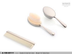 WINKO Ensemble de toilette pour bébé, peigne, brosse, miroir ovale en métal portable A-198-00111 - Product Image 1