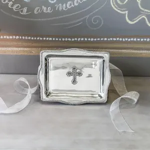 Bandeja Decorativa Redonda de Cerámica Ecológica con Diseño de Cruz, Acabado Pulido, Estilo Americano, Pieza Decorativa Duradera para el Hogar - Product Image 2
