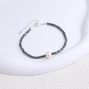 Conjunto de Collar y Pulsera de Lujo para Mujer Xiaohongshu, Plata Negra Rota con Perla Natural de Agua Dulce, Joyería de Alta Costura - Product Image 3