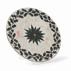 Handmade Round Mother of Pearl Inlay Vietnam Wedding Decorative Lacquerware <b>Placemat</b> - Product Image 2