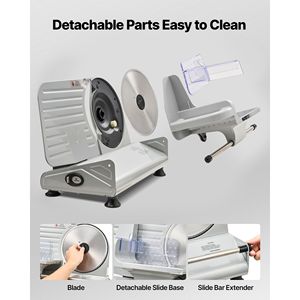 Affettatrice Elettrica per Alimenti da 8,6 Pollici, 2 Lame in SUS420, Potenza 200W, Doppio Blocco di Sicurezza, Tritacarne Regolabile da 0,6 Pollici - Product Image 5