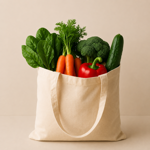 100% Cotton Canvas Reusable Shopping Tote <b>Bag</b> Eco-friendly Washable Grocery <b>Bag</b> Letter Pattern <b>Medium</b> <b>Size</b> Hand Length Handle - Product Image 1