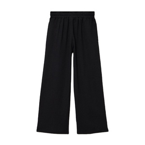 Pantalones de Punto Negros para Mujer, Corte Recto, Cintura Elástica, Transpirables, Cómodos, Casuales, con Bolsillos Italianos, para Uso Diario - Product Image 3
