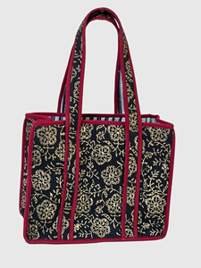 Sac fourre-tout en coton brodé bohème avec motif floral, sac de shopping pour femmes, toutes saisons, fermeture ouverte - Product Image 2