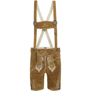 Vente en gros de tenues traditionnelles allemandes personnalisées, vêtements Trachten, short Oktoberfest Lederhosen, style bavarois pour hommes avec bretelles - Product Image 1