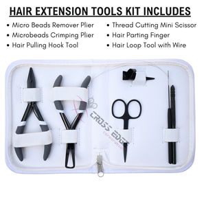 Kit de pinces professionnelles noires pour extensions de cheveux Micro Link avec outil de retrait de perles, crochet d'installation et applicateur de boucles de fil, ciseaux - Product Image 2