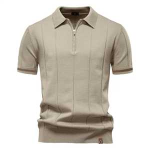 Service OEM spécial – T-shirt homme anti-plis en polyester/coton tricoté 200g, vente en gros, couleur unie, manches courtes, col boutonné, haute qualité - Product Image 4