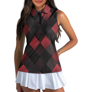 Wholesale Solid Casual Ladies <b>Slim</b> Fit Stretch Half Zip Customized Size Sublimation Breathable Sleeveless Golf For Shirts - Product Image 4