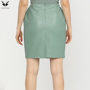 Mini-jupes taille haute en PU vert pastel décontractées avec poches fonctionnelles – Nouveau design, best-seller, excellent fournisseur pour femmes - Product Image 4